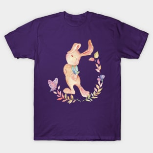 Cute Cottagecore Bunny with Butterflies T-Shirt